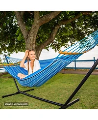 Double Hammock With Spreader Bar Portable Outdoor Camping Swing Tree Straps 450lbs Capacity