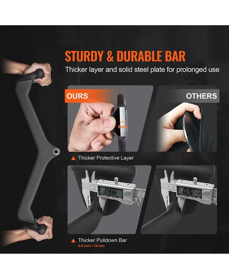 Sevorley Lat Pulldown V-Bar Attachment Rubber-Coated Cable Machine Tricep Bar