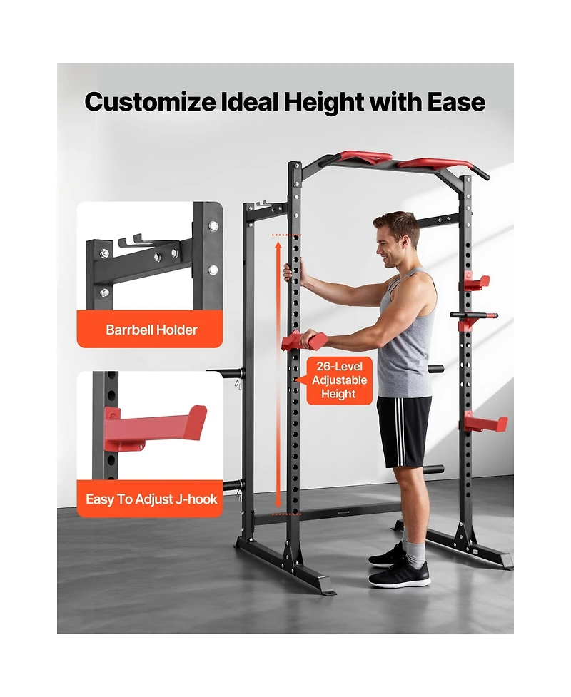 Sevorley Power Cage Rack with J-Hooks and Pull-Up Bar for Home Gym