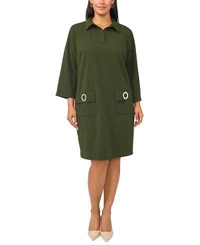 Msk Plus Collared Neck Shift Dress