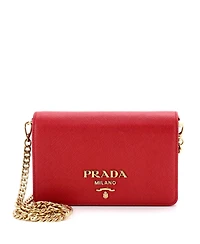 Pre-Owned Prada Chain Wallet Crossbody Saffiano Leather
