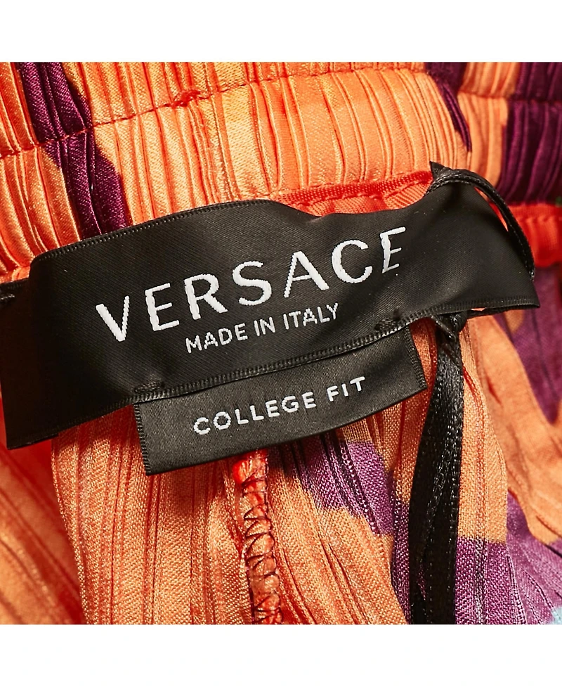 Pre-Owned Versace Mens Multicolor Medusa Print Satin Plisse College Fit Shorts