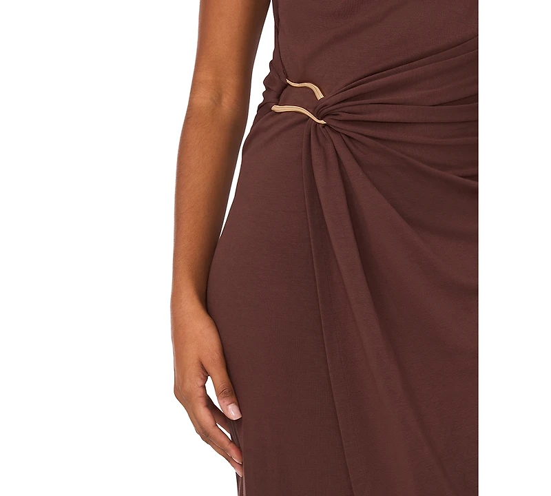 Msk Petite Short-Sleeve Ponte Midi Dress