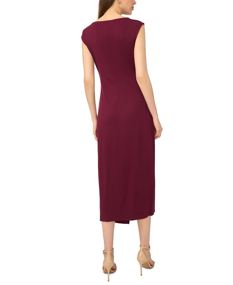 Msk Petite Short-Sleeve Ponte Midi Dress