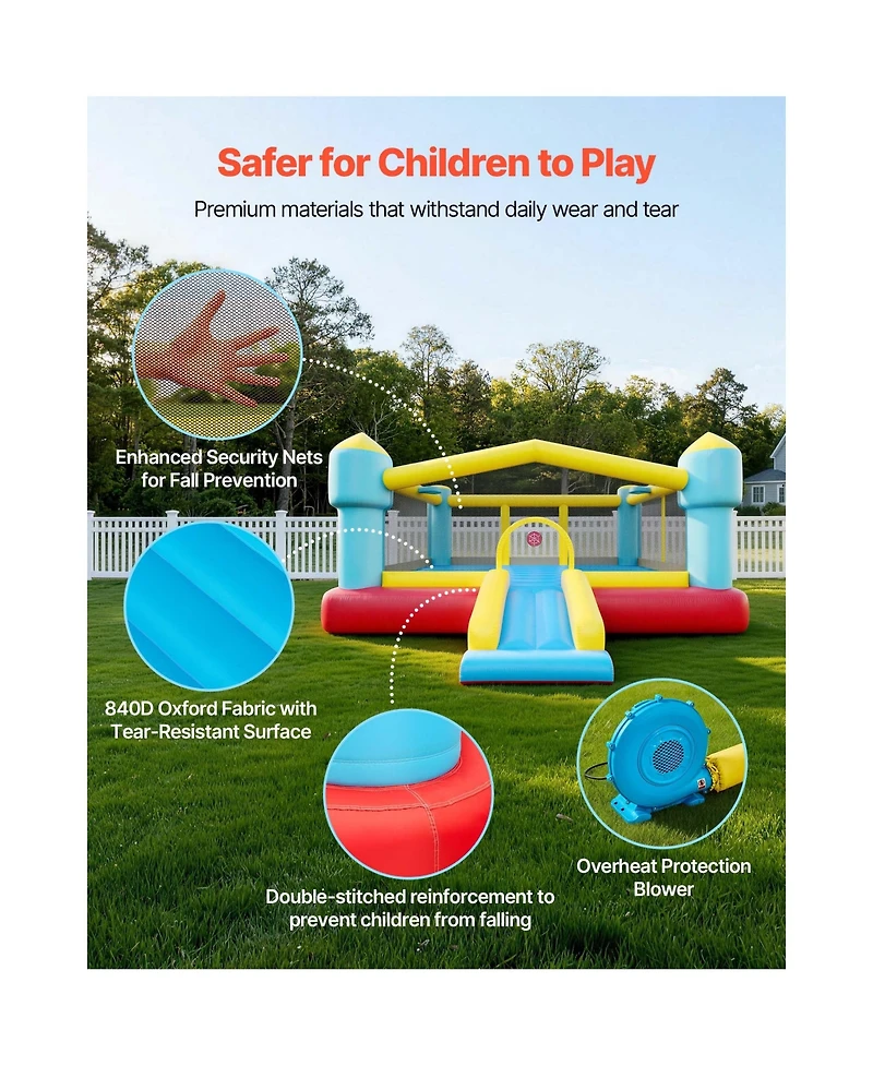 Sevorley Inflatable Bounce House with Slide, Basketball Hoop and Target Game