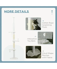 Ruie Floor to Ceiling Cat Tree with Sisal Posts and Cloud Perches