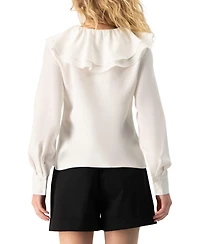 Ivonne Women's Ruffle Collar V-Neck Long-Sleeve Blouse