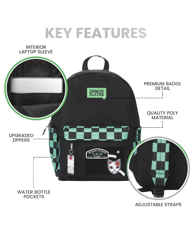 Demon Slayer Tanjiro Inspired 16.5 Inch Adult Backpack