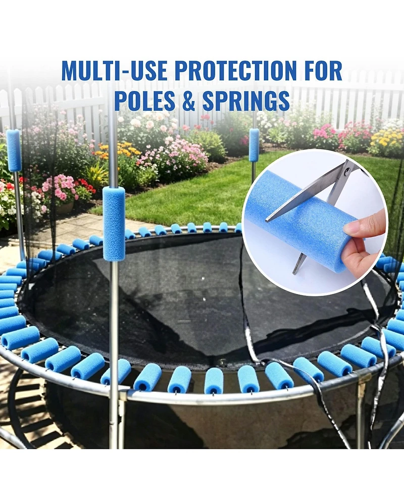 Yescom Trampoline Pole Foam Sleeves and Trampoline Net Kit, 24 Pcs 1.26" Inner Outdoor Pvc Trampoline Pole Covers and 15 Ft Universal Trampoline Net