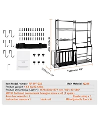 Sevorley Golf Bag Storage Rack, Steel Sports Organizer with Baskets and Hooks
