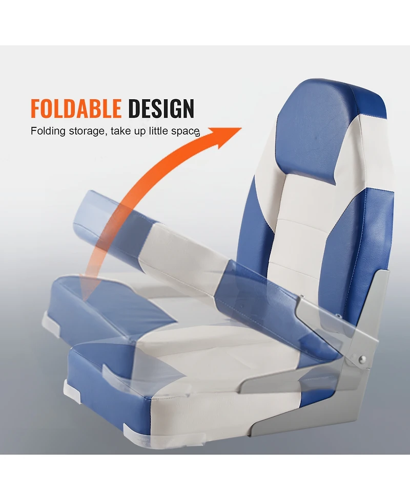 Sevorley High Back Folding Boat Seats, 21.85 in Padded Fold-Down Captain Chairs, 2-Pack