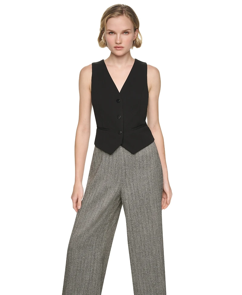 Dkny Women's Sleeveless V-Neck Wide-Leg Jumpsuit