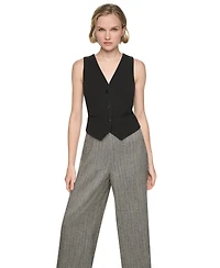 Dkny Women's Sleeveless V-Neck Wide-Leg Jumpsuit