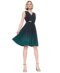Dkny Women's Sleeveless V-Neck Ombre Pleated Dress