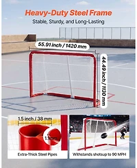 Sevorley Steel Street Hockey Goal, Portable Regulation-Size Net for Backyard