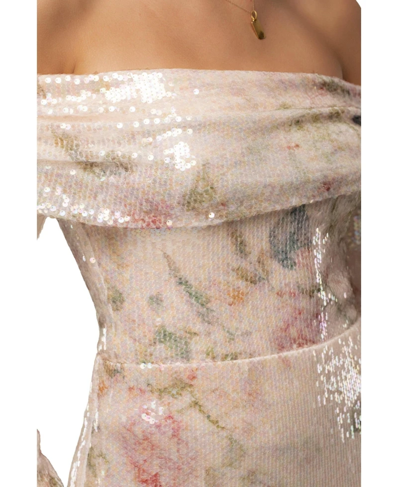 Jluxlabel Women's Floral Villa Nights Sequin Bodysuit