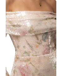 Jluxlabel Women's Floral Villa Nights Sequin Bodysuit