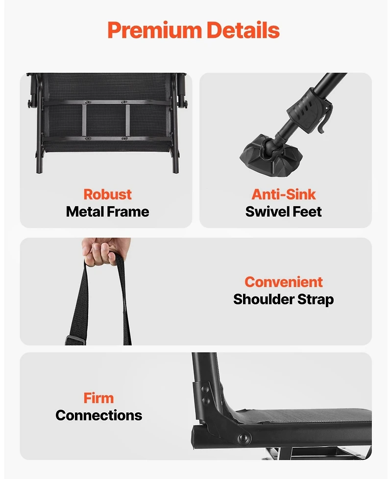 Sevorley 360 Degree Silent Swivel Hunting Chair, Foldable Steel Blind Seat, 350 lb Capacity