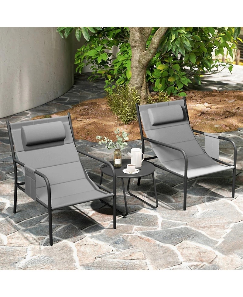 Gouun 3-Piece Outdoor Bistro Set with 2 Sling Chairs and Table