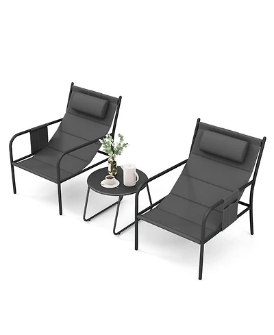 Gouun 3-Piece Outdoor Bistro Set with 2 Sling Chairs and Table