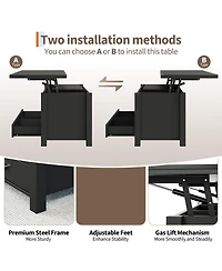 homfan 40" Lift-Top Coffee Table with Drawers and Hidden Storage, Convertible Dining for Living Room
