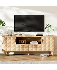 Vlsrka 63" Tv Stand for TVs Up to 65", Modern Entertainment Center with Storage Cabinets, 2 Drawers, Adjustable Shelves and Cable Management