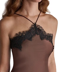Bcbg Women's Satin Asym Dress with Lace Trim