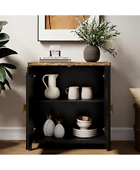 Vlsrka 31.5" Accent Cabinet with Adjustable Shelf, 2-Door Storage Cabinet with Gold Handles