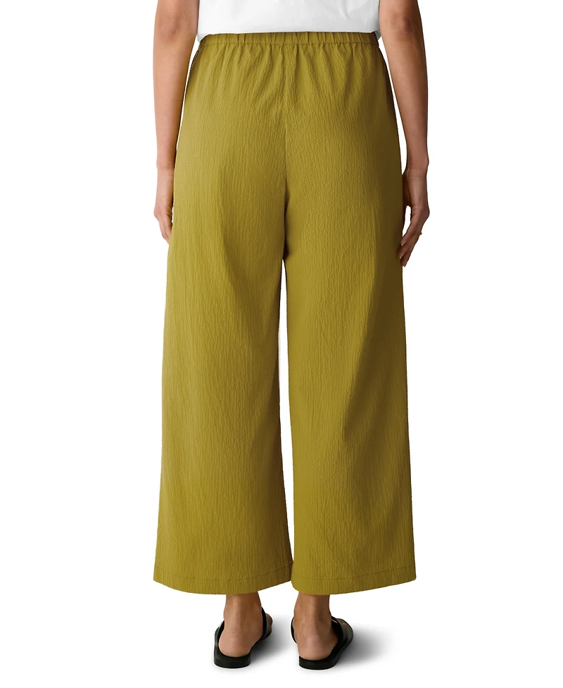 Eileen Fisher Petite Pucker Wide-Leg Pull-On Ankle Pants