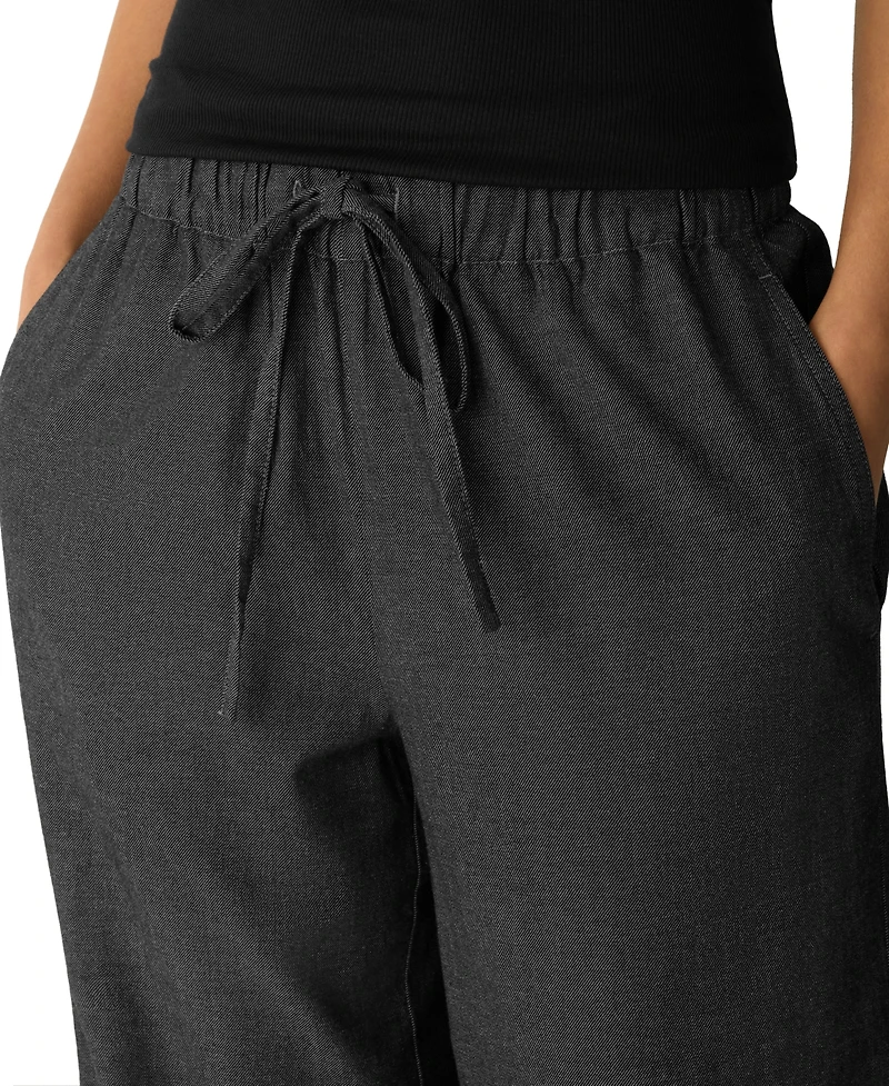 Eileen Fisher Petite Straight Full-Length High-Waisted Pull-On Cotton Pants