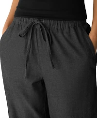 Eileen Fisher Petite Straight Full-Length High-Waisted Pull-On Cotton Pants