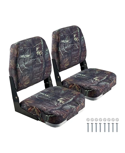 Sevorley Folding Low-Back Boat Seats, Camouflage, Set of 2