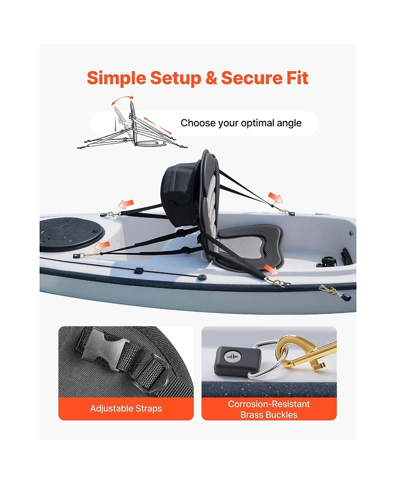 Sevorley Universal Kayak Seat with Back Support, 0.5" Padded Cushion with Storage Bag and Adjustable Straps