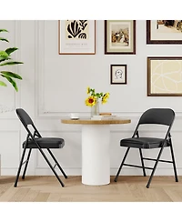 homfan Metal Folding Chairs with Padded Seat and Back, Portable Stackable Side Chair with Steel Frame