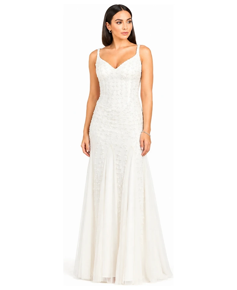 Lara Women's Beaded Bridal Gown with Godets