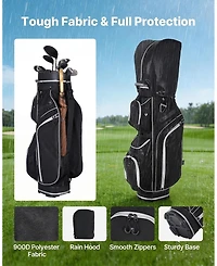 Sevorley 14-Way Golf Cart Bag, 900D Polyester, 13 Pockets, Rain Hood and Strap