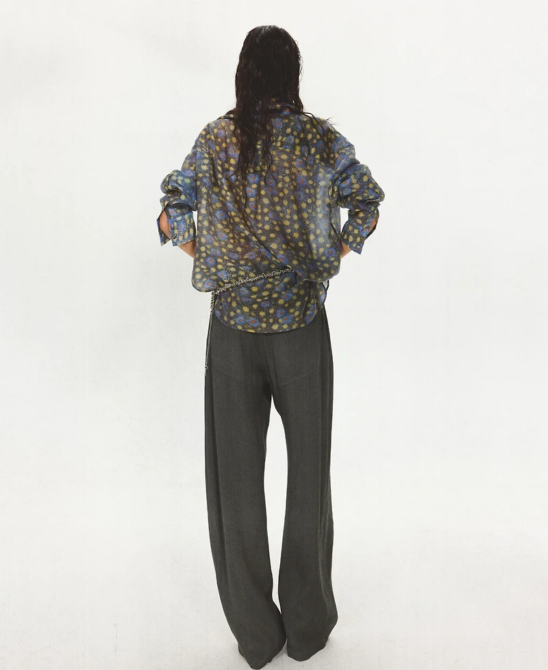 Mango Women's Semi-Sheer Printed Shirt