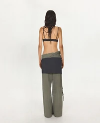 Mango Women's Tied Overlay Wide-Leg Cotton-Blend Pants