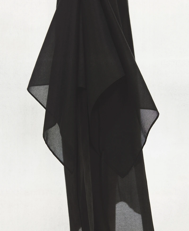 Mango Women's Asymmetrical Overlay Semi-Sheer Midi Dress