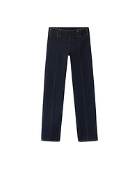 Mango Women's Low-Rise Straight-Leg Contrasting Stitching Jeans