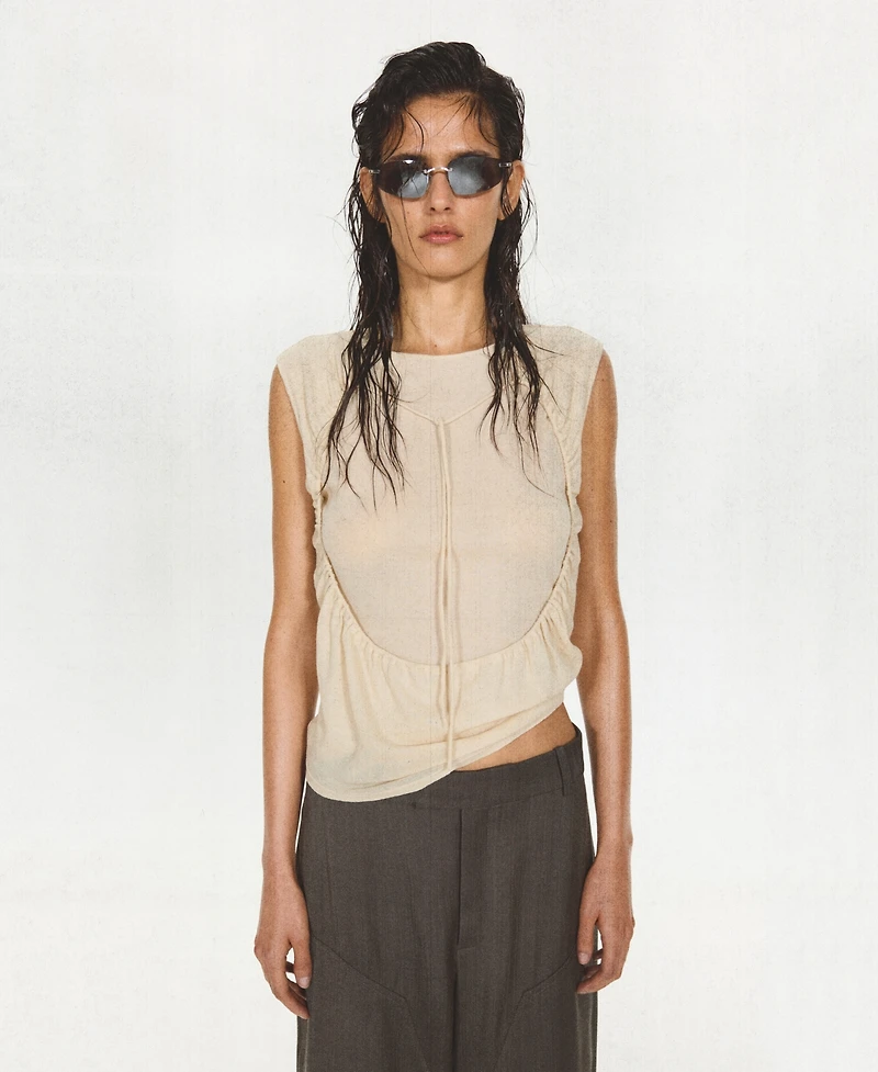Mango Women's Gathered Opening Overlay Top