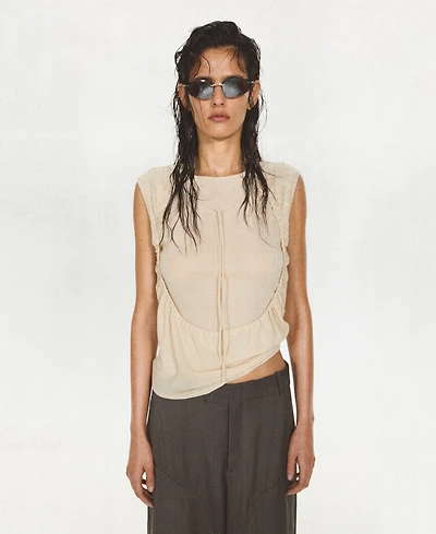 Mango Women's Gathered Opening Overlay Top