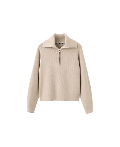 Mango Women's Contrasting Zipper Collar Sweater