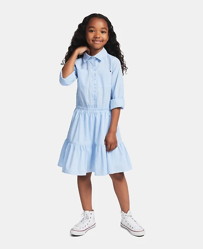 Tommy Hilfiger Girls' 7-16 Striped Long-Sleeve Shirt Dress