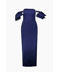 Ivonne Women's Strapless Column Gown with Detachable Bow Sleeves