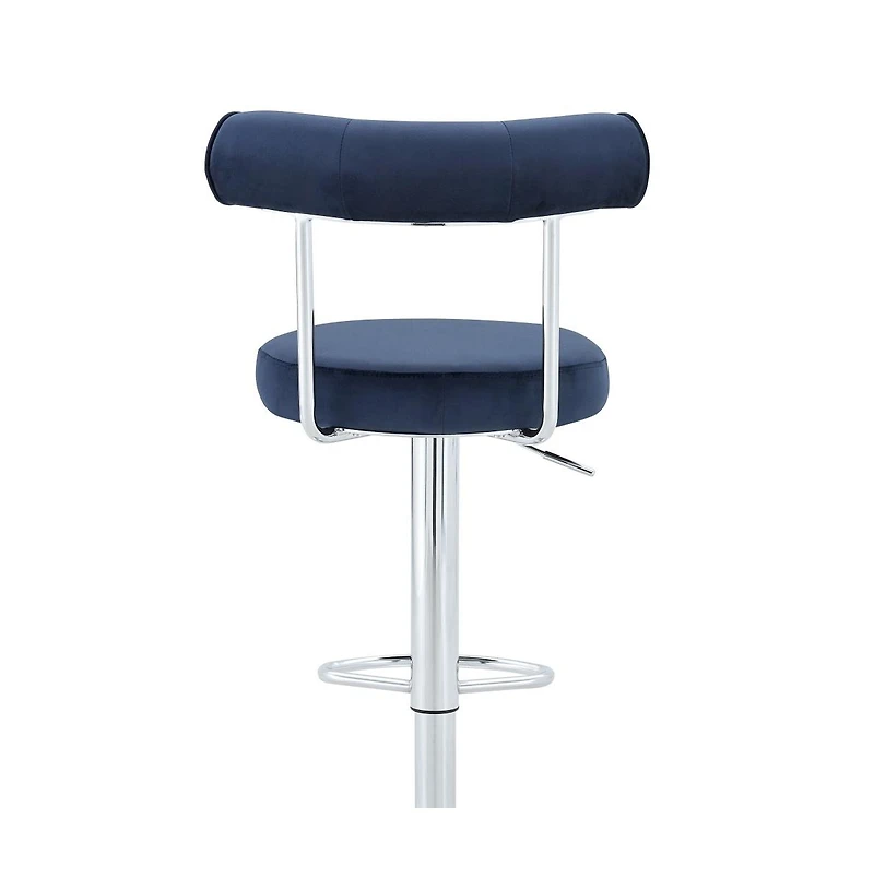 Maison Boucle Set of 2 Soft Velvet Upholstered Swivel Adjustable Bar Stools, 360-Degree Counter-Height Chairs, Chrome Silver Base