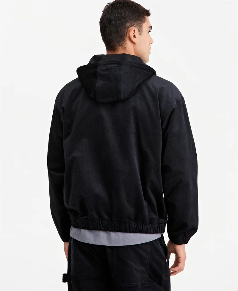 Mode of One Men's Relaxed-Fit Twill Zip-Front Hoodie, Macy's Exclusive