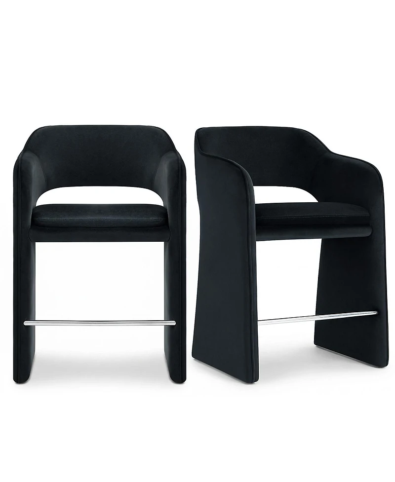 Maison Boucle Counter-Height Bar Stool Set of 3 With Arms, Upholstered Counter Stools, Low-Back Barrel Design Metal Footrest, Fully Assembled
