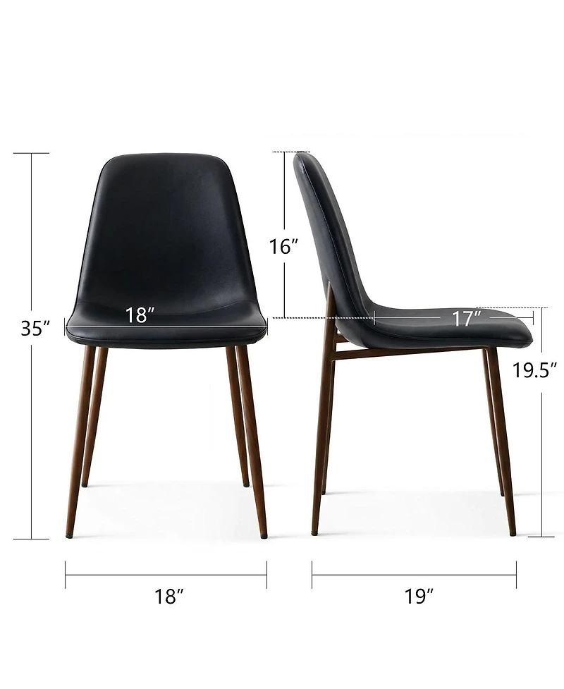 Maison Boucle Mid-Century Modern Dining Chairs Set of 4, Faux Leather Upholstery, Curved Back, Padded Seat, Walnut Look Legs