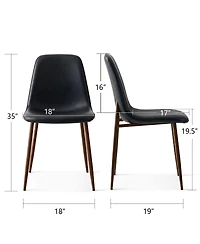 Maison Boucle Mid-Century Modern Dining Chairs Set of 4, Faux Leather Upholstery, Curved Back, Padded Seat, Walnut Look Legs